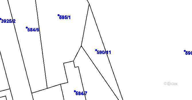 Parcela st. 590/11 v KÚ Hranice u Aše, Katastrální mapa