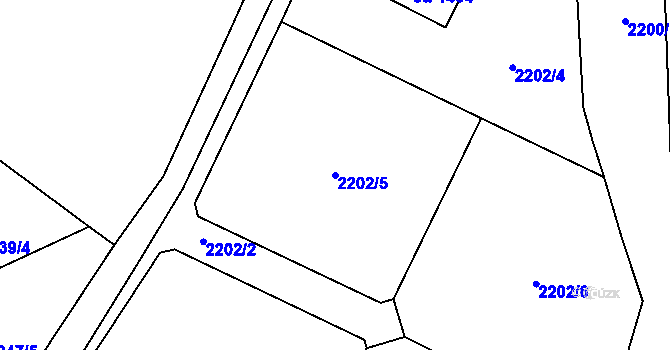 Parcela st. 2202/5 v KÚ Hranice u Aše, Katastrální mapa