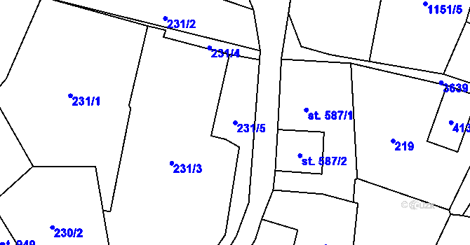 Parcela st. 231/5 v KÚ Hranice u Aše, Katastrální mapa