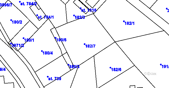 Parcela st. 182/7 v KÚ Hranice u Aše, Katastrální mapa