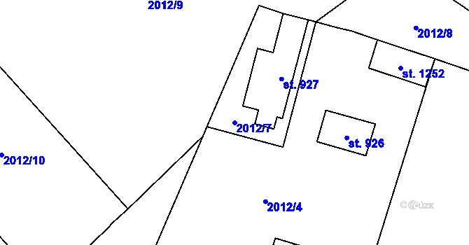 Parcela st. 2012/7 v KÚ Hranice u Aše, Katastrální mapa