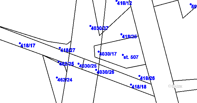 Parcela st. 4030/17 v KÚ Hranice u Aše, Katastrální mapa