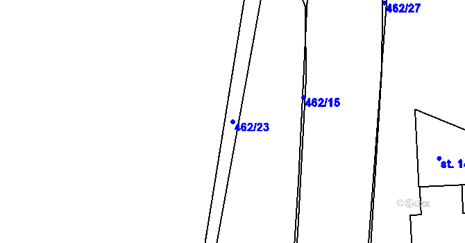 Parcela st. 462/23 v KÚ Hranice u Aše, Katastrální mapa