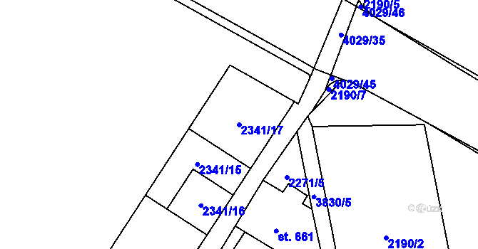 Parcela st. 2341/17 v KÚ Hranice u Aše, Katastrální mapa