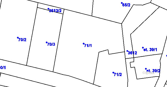 Parcela st. 71/1 v KÚ Hranice u Aše, Katastrální mapa