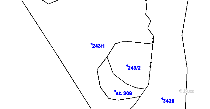 Parcela st. 243 v KÚ Trojmezí, Katastrální mapa