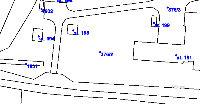 Parcela st. 376/2 v KÚ Trojmezí, Katastrální mapa