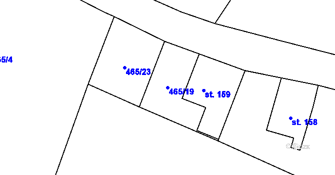 Parcela st. 465/19 v KÚ Trojmezí, Katastrální mapa