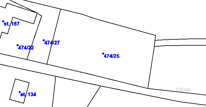 Parcela st. 474/25 v KÚ Trojmezí, Katastrální mapa