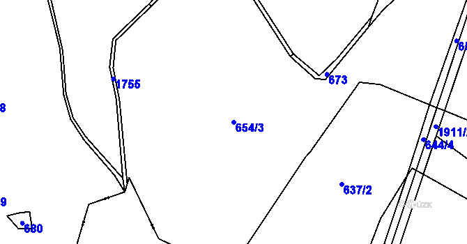 Parcela st. 654/3 v KÚ Trojmezí, Katastrální mapa