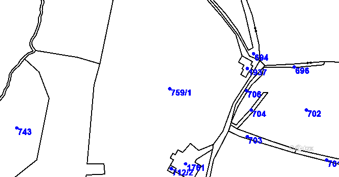 Parcela st. 759/1 v KÚ Trojmezí, Katastrální mapa