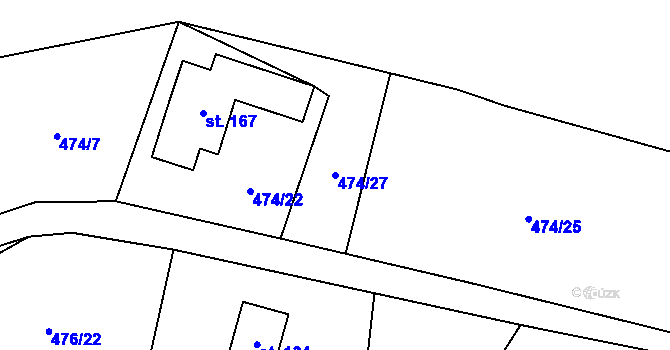 Parcela st. 474/27 v KÚ Trojmezí, Katastrální mapa