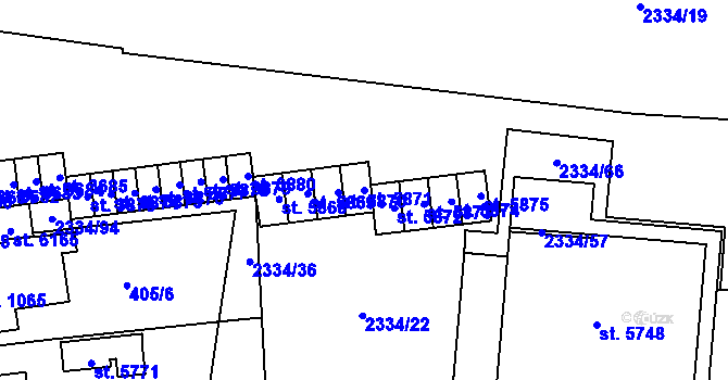 Parcela st. 5871 v KÚ Hranice, Katastrální mapa