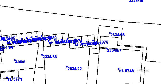Parcela st. 5873 v KÚ Hranice, Katastrální mapa