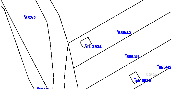 Parcela st. 3934 v KÚ Hranice, Katastrální mapa
