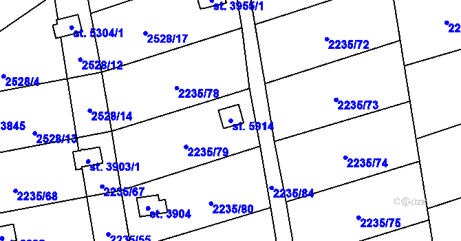 Parcela st. 5914 v KÚ Hranice, Katastrální mapa