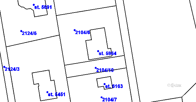 Parcela st. 5964 v KÚ Hranice, Katastrální mapa