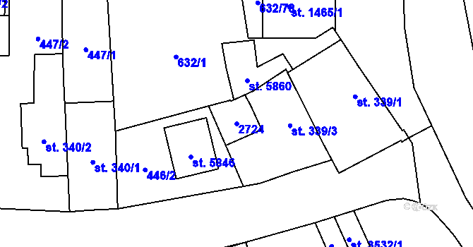 Parcela st. 2724 v KÚ Hranice, Katastrální mapa
