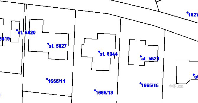 Parcela st. 6044 v KÚ Hranice, Katastrální mapa