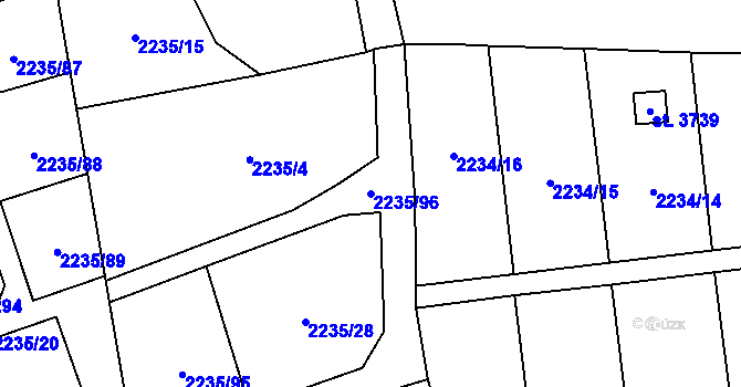 Parcela st. 2235/96 v KÚ Hranice, Katastrální mapa