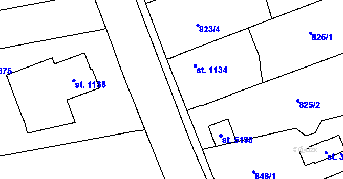 Parcela st. 2334/91 v KÚ Hranice, Katastrální mapa