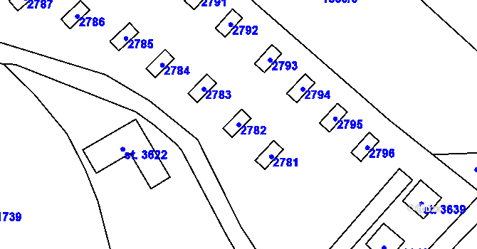 Parcela st. 2782 v KÚ Hranice, Katastrální mapa