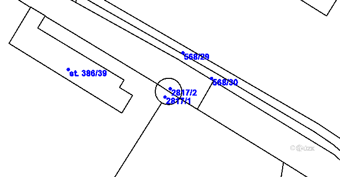 Parcela st. 2817/2 v KÚ Hranice, Katastrální mapa