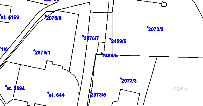 Parcela st. 2469/5 v KÚ Hranice, Katastrální mapa