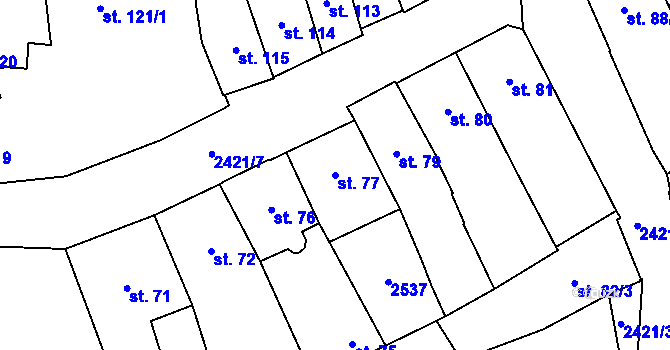 Parcela st. 77 v KÚ Hranice, Katastrální mapa