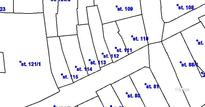 Parcela st. 112 v KÚ Hranice, Katastrální mapa