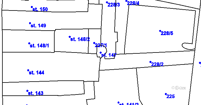 Parcela st. 147 v KÚ Hranice, Katastrální mapa