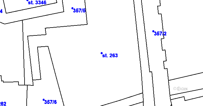 Parcela st. 263 v KÚ Hranice, Katastrální mapa