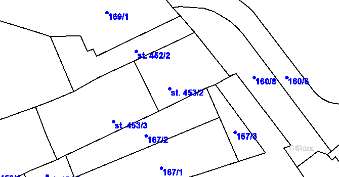 Parcela st. 453/2 v KÚ Hranice, Katastrální mapa