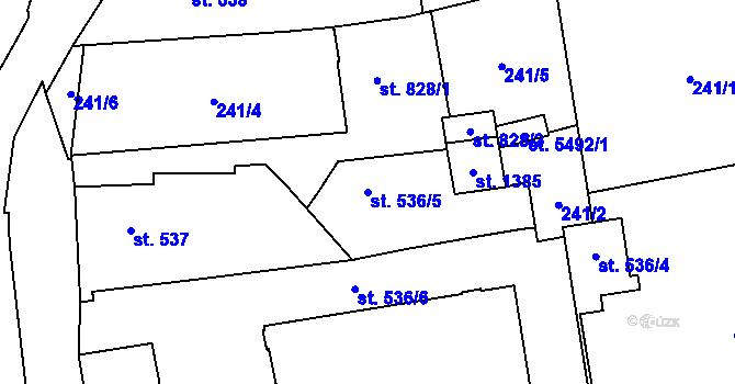 Parcela st. 536/5 v KÚ Hranice, Katastrální mapa