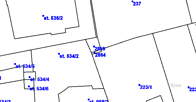 Parcela st. 536/7 v KÚ Hranice, Katastrální mapa