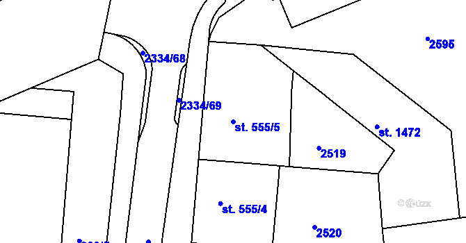 Parcela st. 555/5 v KÚ Hranice, Katastrální mapa