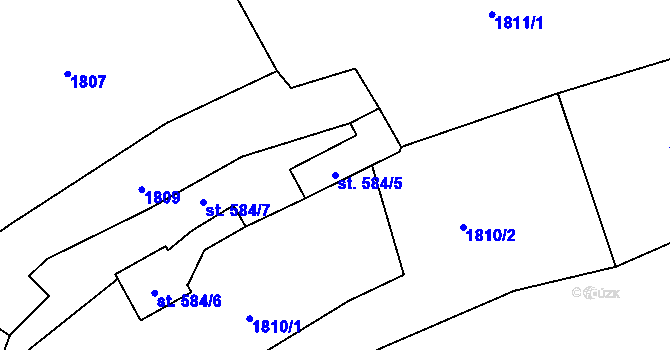 Parcela st. 584/5 v KÚ Hranice, Katastrální mapa