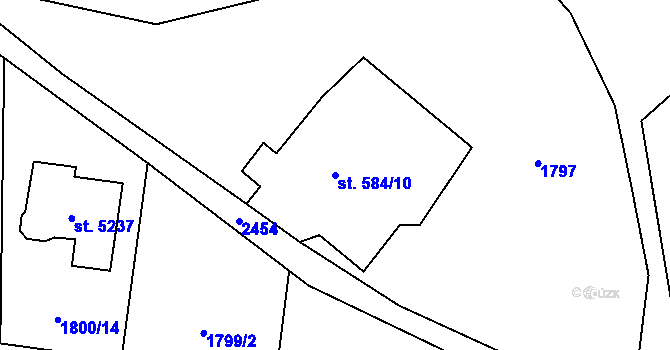 Parcela st. 584/10 v KÚ Hranice, Katastrální mapa