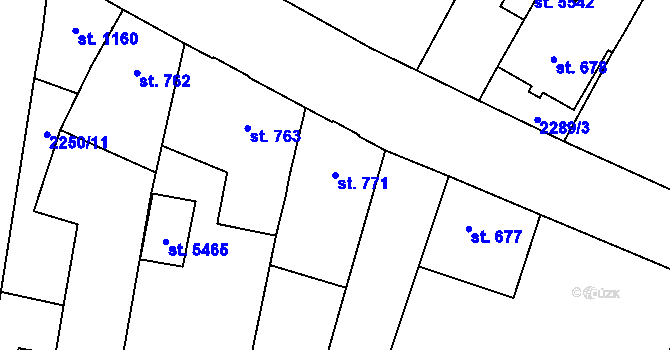Parcela st. 771 v KÚ Hranice, Katastrální mapa