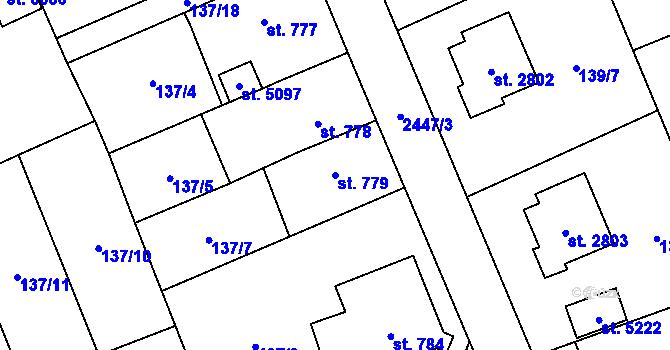 Parcela st. 779 v KÚ Hranice, Katastrální mapa