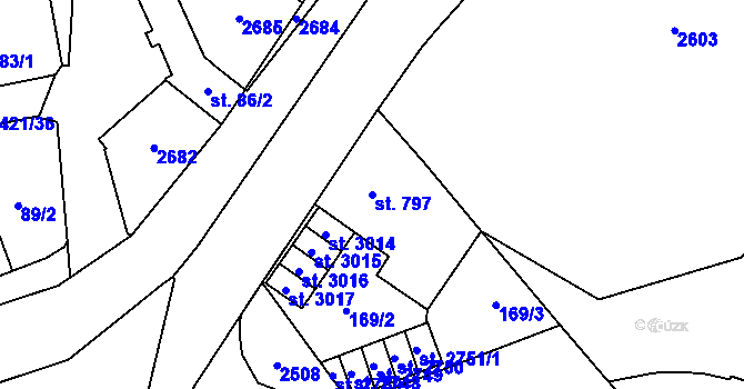 Parcela st. 797 v KÚ Hranice, Katastrální mapa