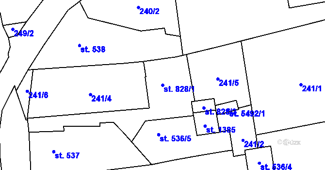 Parcela st. 828/1 v KÚ Hranice, Katastrální mapa