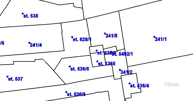 Parcela st. 828/2 v KÚ Hranice, Katastrální mapa