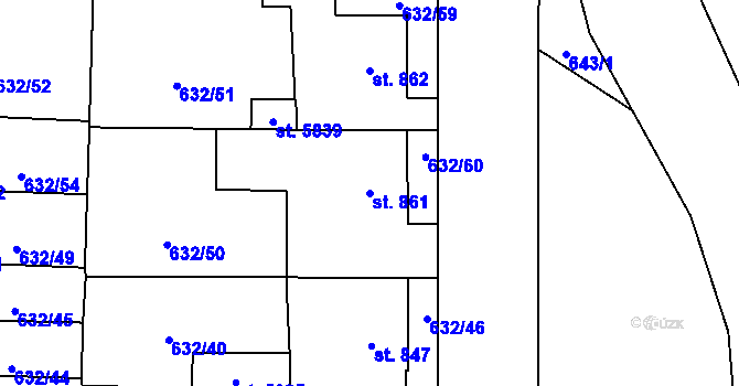 Parcela st. 861 v KÚ Hranice, Katastrální mapa