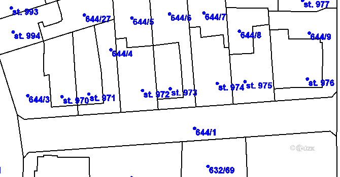 Parcela st. 973 v KÚ Hranice, Katastrální mapa