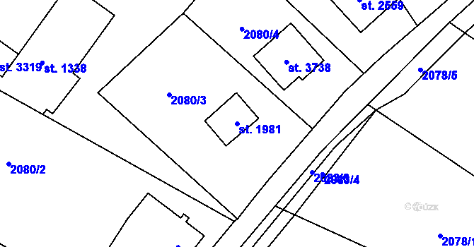 Parcela st. 1981 v KÚ Hranice, Katastrální mapa