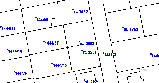 Parcela st. 2262 v KÚ Hranice, Katastrální mapa