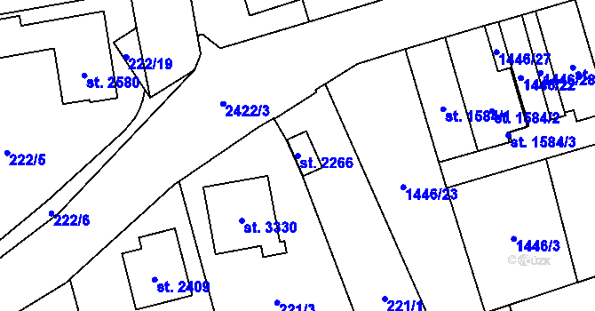Parcela st. 2266 v KÚ Hranice, Katastrální mapa