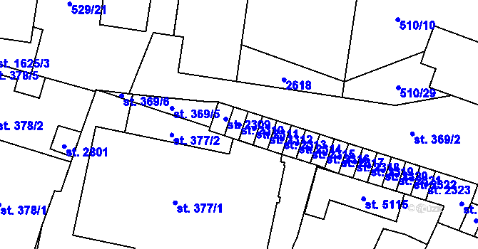 Parcela st. 2310 v KÚ Hranice, Katastrální mapa
