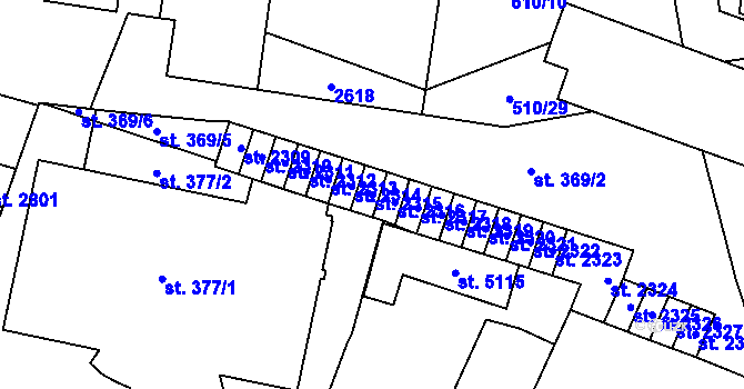 Parcela st. 2315 v KÚ Hranice, Katastrální mapa